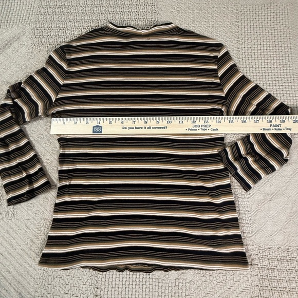 Great condition. ZARA 90s grunge brown tan cream Striped Top medium - Picture 4 of 5